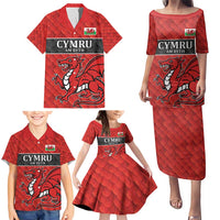 Wales Rugby Custom Family Matching Puletasi and Hawaiian Shirt Y Ddraig Goch Ddyry Cychwyn