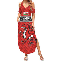 Wales Rugby Custom Family Matching Summer Maxi Dress and Hawaiian Shirt Y Ddraig Goch Ddyry Cychwyn