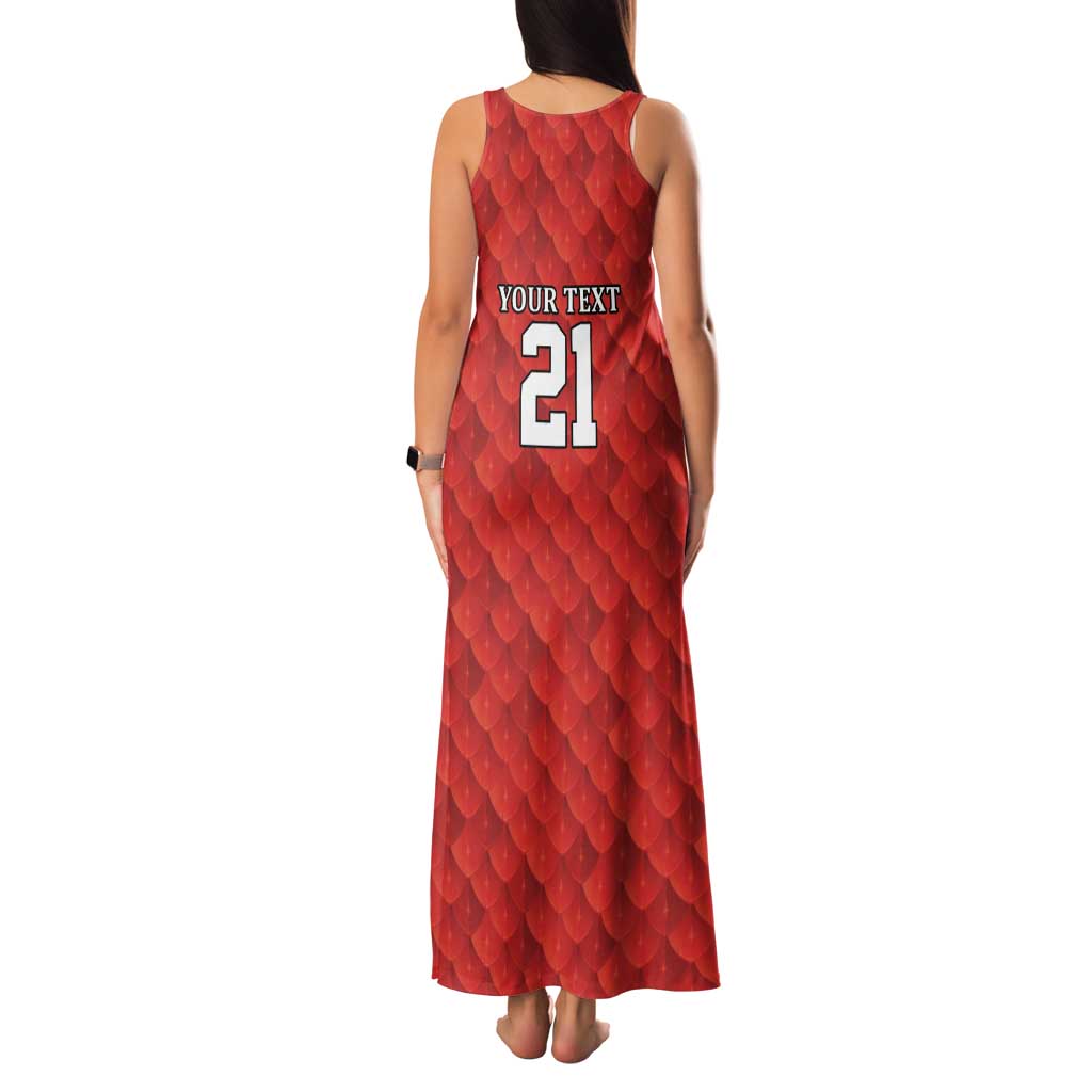 Wales Rugby Custom Family Matching Tank Maxi Dress and Hawaiian Shirt Y Ddraig Goch Ddyry Cychwyn