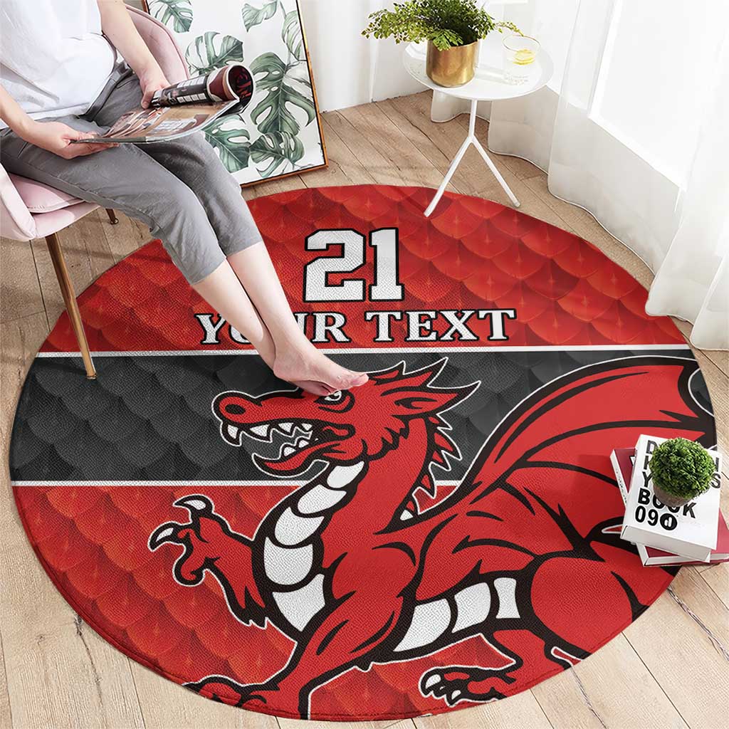 Wales Rugby Custom Round Carpet Y Ddraig Goch Ddyry Cychwyn