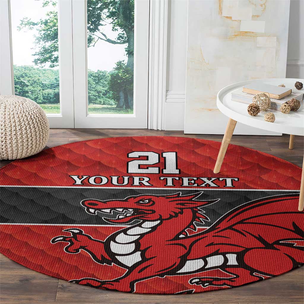 Wales Rugby Custom Round Carpet Y Ddraig Goch Ddyry Cychwyn