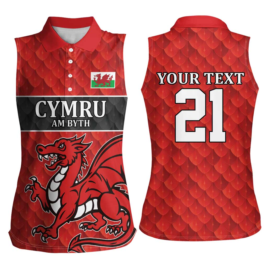 Wales Rugby Custom Women Sleeveless Polo Shirt Y Ddraig Goch Ddyry Cychwyn