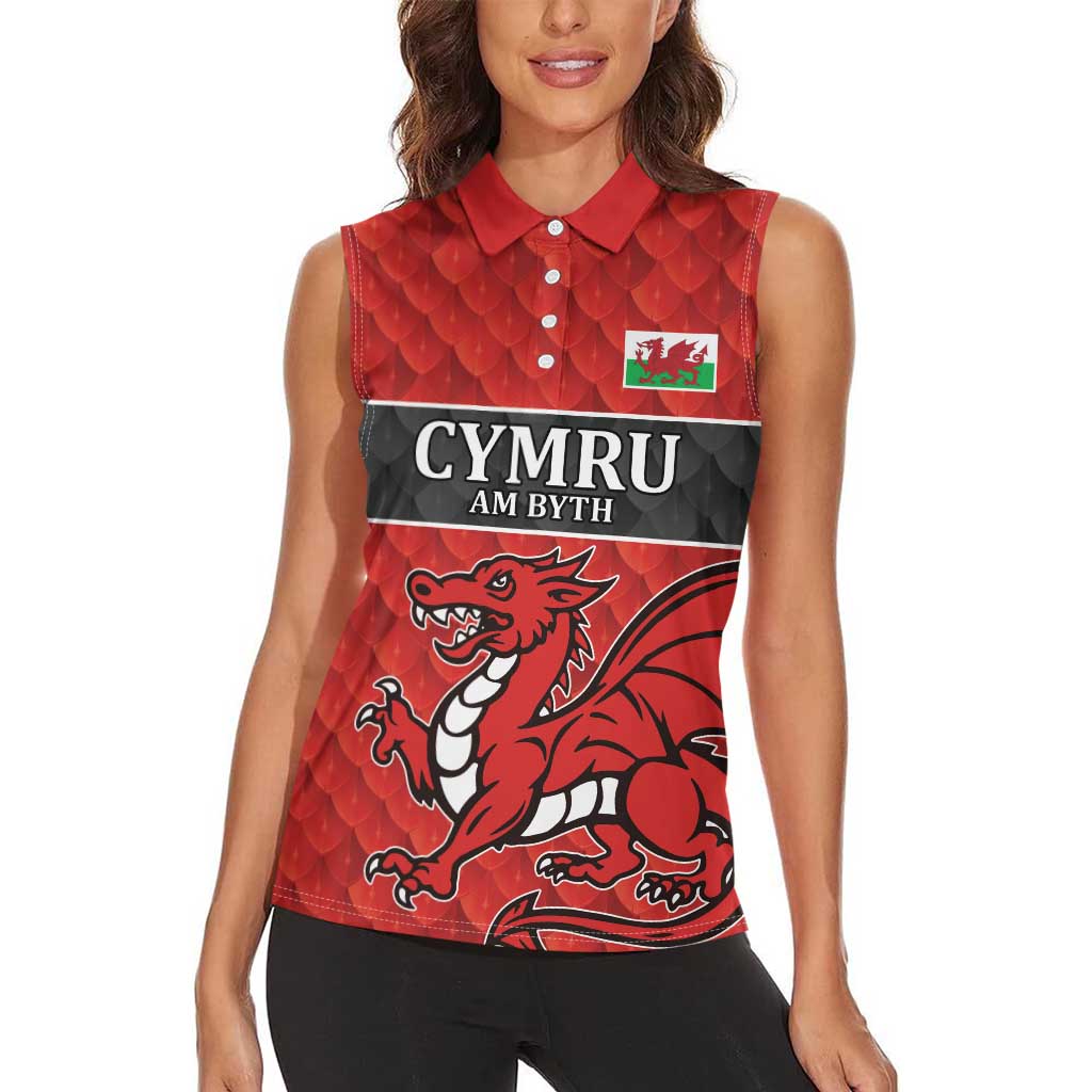 Wales Rugby Custom Women Sleeveless Polo Shirt Y Ddraig Goch Ddyry Cychwyn