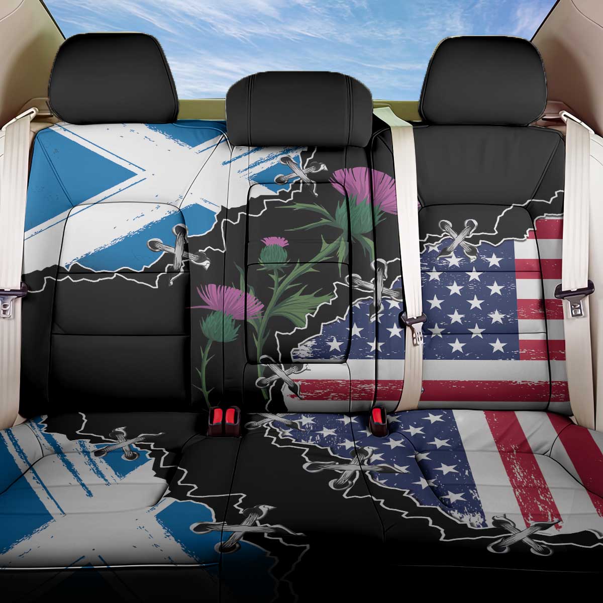 Scottish-American Heritage Month Back Car Seat Cover Proud Scottish American Heritage