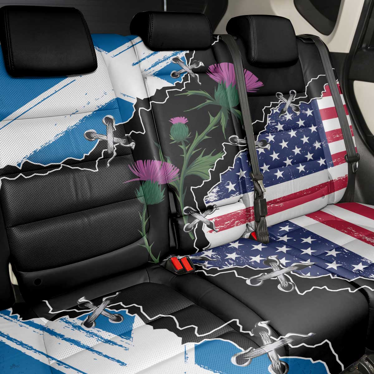 Scottish-American Heritage Month Back Car Seat Cover Proud Scottish American Heritage