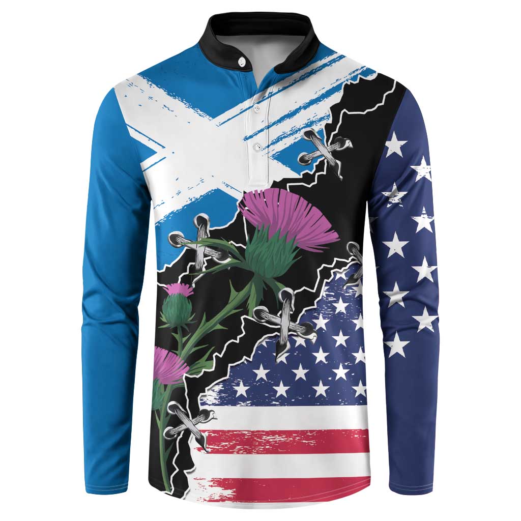 Scottish-American Heritage Month Button Sweatshirt Proud Scottish American Heritage