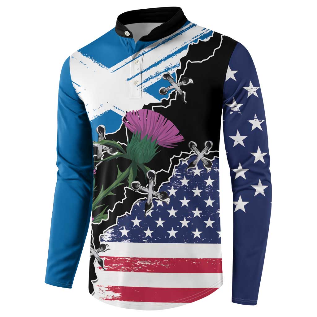 Scottish-American Heritage Month Button Sweatshirt Proud Scottish American Heritage