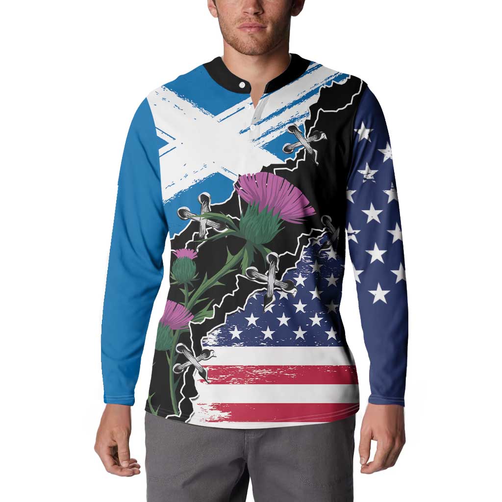 Scottish-American Heritage Month Button Sweatshirt Proud Scottish American Heritage