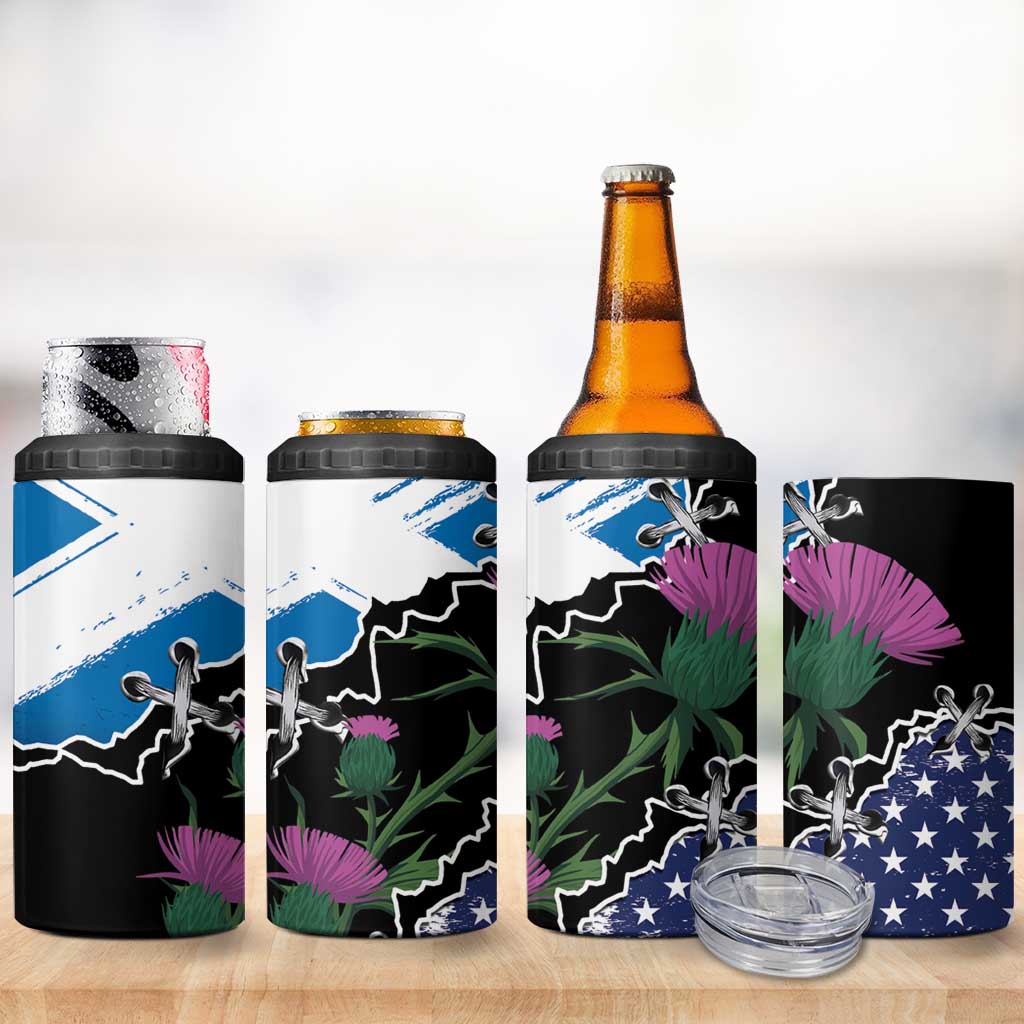 Scottish-American Heritage Month 4 in 1 Can Cooler Tumbler Proud Scottish American Heritage