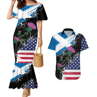 Scottish-American Heritage Month Couples Matching Mermaid Dress and Hawaiian Shirt Proud Scottish American Heritage