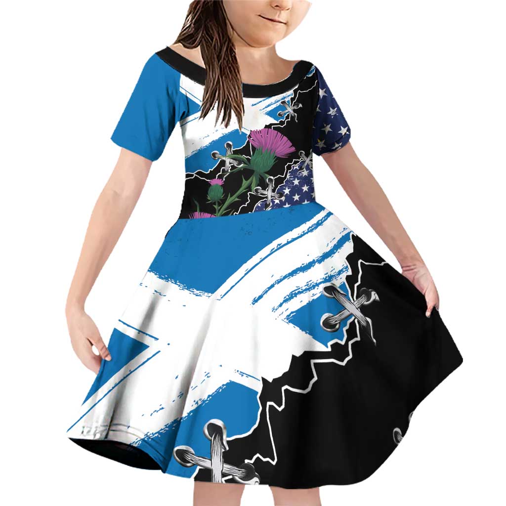 Scottish-American Heritage Month Family Matching Off Shoulder Short Dress and Hawaiian Shirt Proud Scottish American Heritage