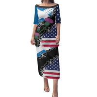 Scottish-American Heritage Month Family Matching Puletasi and Hawaiian Shirt Proud Scottish American Heritage