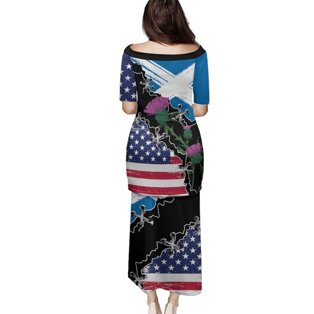 Scottish-American Heritage Month Family Matching Puletasi and Hawaiian Shirt Proud Scottish American Heritage