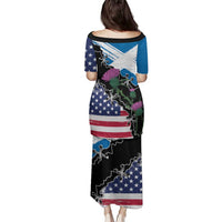 Scottish-American Heritage Month Family Matching Puletasi and Hawaiian Shirt Proud Scottish American Heritage