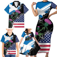 Scottish-American Heritage Month Family Matching Short Sleeve Bodycon Dress and Hawaiian Shirt Proud Scottish American Heritage