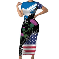 Scottish-American Heritage Month Family Matching Short Sleeve Bodycon Dress and Hawaiian Shirt Proud Scottish American Heritage