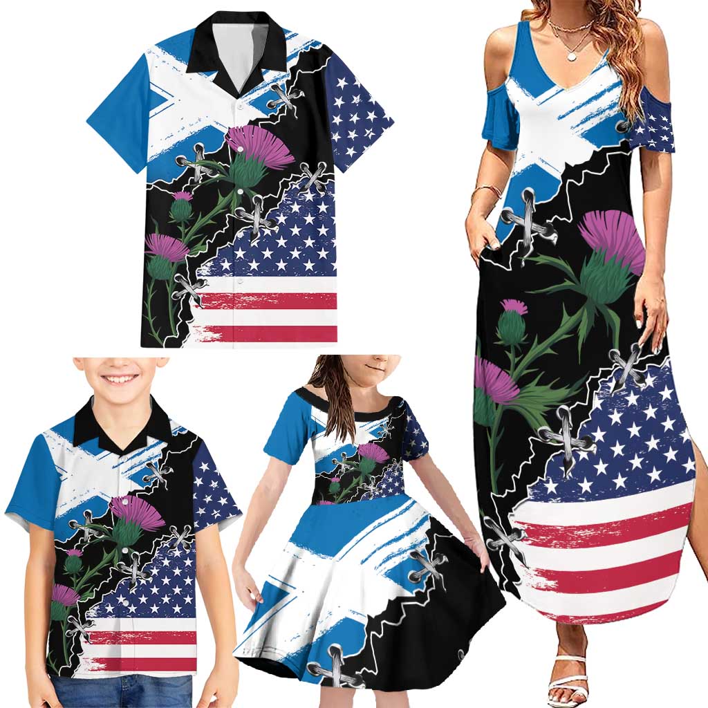 Scottish-American Heritage Month Family Matching Summer Maxi Dress and Hawaiian Shirt Proud Scottish American Heritage
