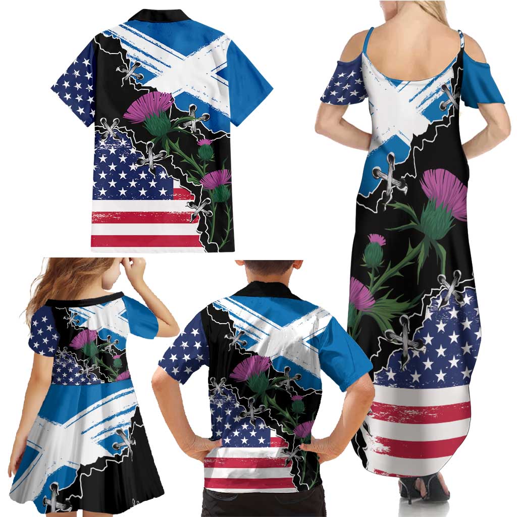 Scottish-American Heritage Month Family Matching Summer Maxi Dress and Hawaiian Shirt Proud Scottish American Heritage