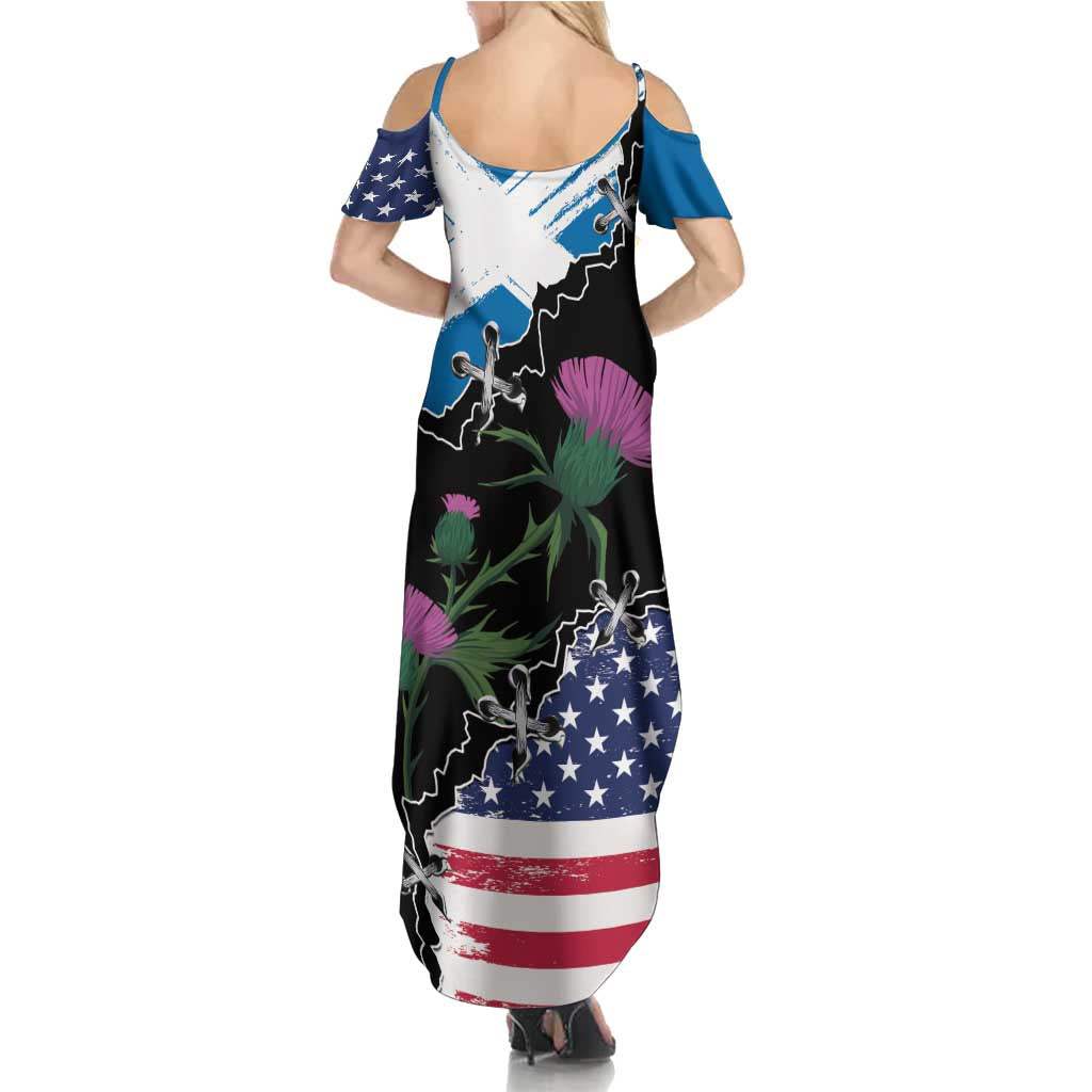 Scottish-American Heritage Month Family Matching Summer Maxi Dress and Hawaiian Shirt Proud Scottish American Heritage