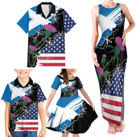 Scottish-American Heritage Month Family Matching Tank Maxi Dress and Hawaiian Shirt Proud Scottish American Heritage