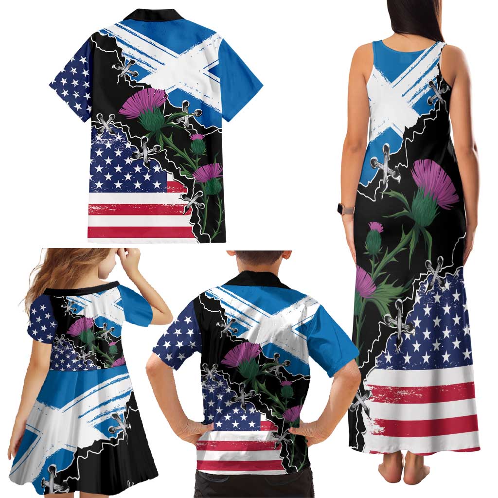 Scottish-American Heritage Month Family Matching Tank Maxi Dress and Hawaiian Shirt Proud Scottish American Heritage