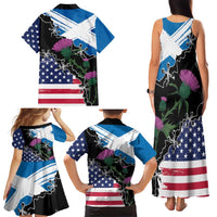 Scottish-American Heritage Month Family Matching Tank Maxi Dress and Hawaiian Shirt Proud Scottish American Heritage