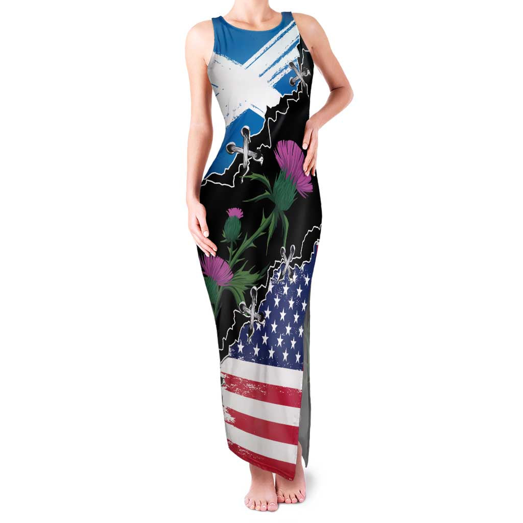 Scottish-American Heritage Month Family Matching Tank Maxi Dress and Hawaiian Shirt Proud Scottish American Heritage