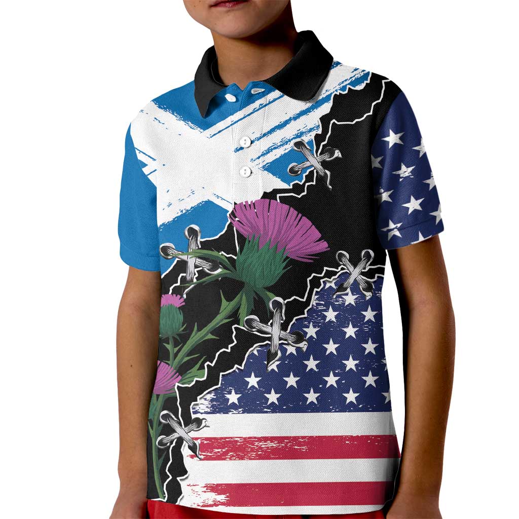 Scottish-American Heritage Month Kid Polo Shirt Proud Scottish American Heritage