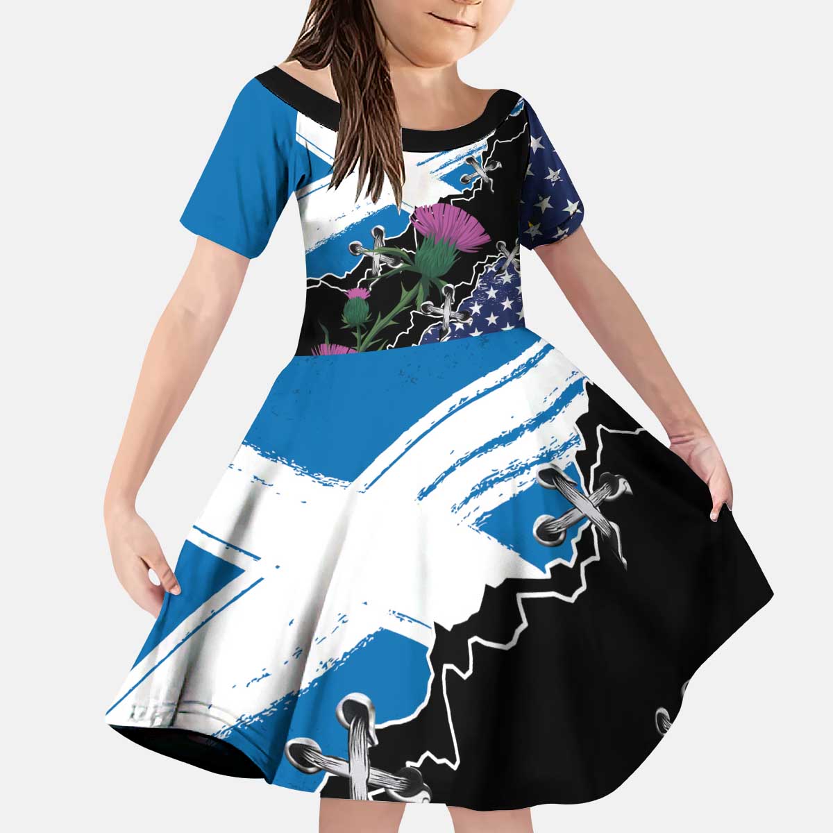 Scottish-American Heritage Month Kid Short Sleeve Dress Proud Scottish American Heritage