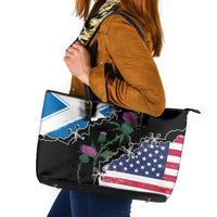 Scottish-American Heritage Month Leather Tote Bag Proud Scottish American Heritage