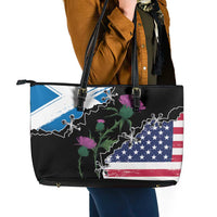 Scottish-American Heritage Month Leather Tote Bag Proud Scottish American Heritage