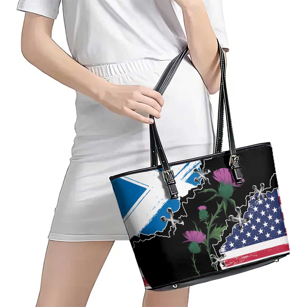 Scottish-American Heritage Month Leather Tote Bag Proud Scottish American Heritage