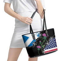 Scottish-American Heritage Month Leather Tote Bag Proud Scottish American Heritage
