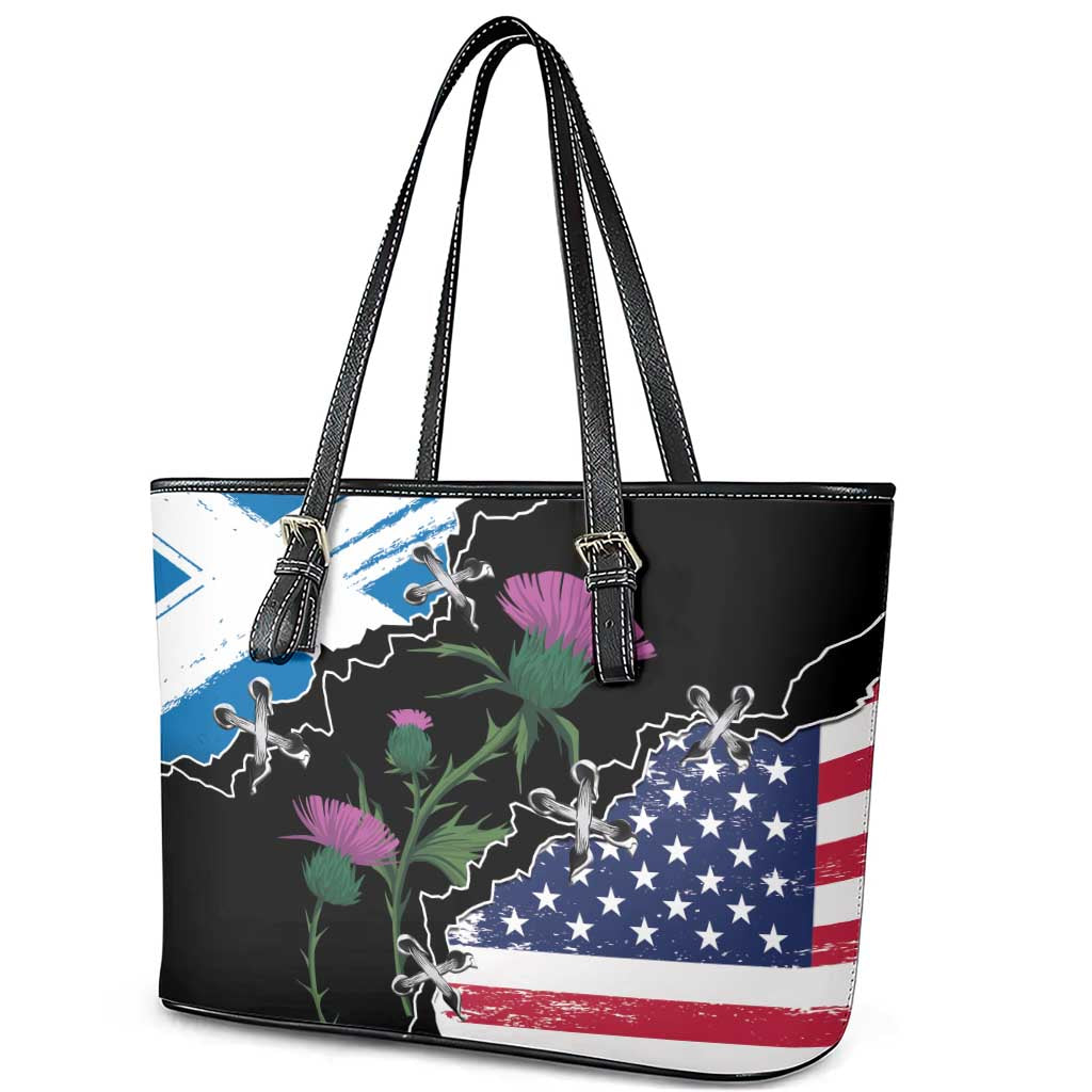 Scottish-American Heritage Month Leather Tote Bag Proud Scottish American Heritage