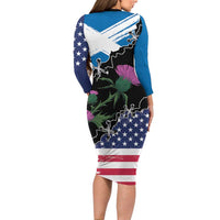 Scottish-American Heritage Month Long Sleeve Bodycon Dress Proud Scottish American Heritage