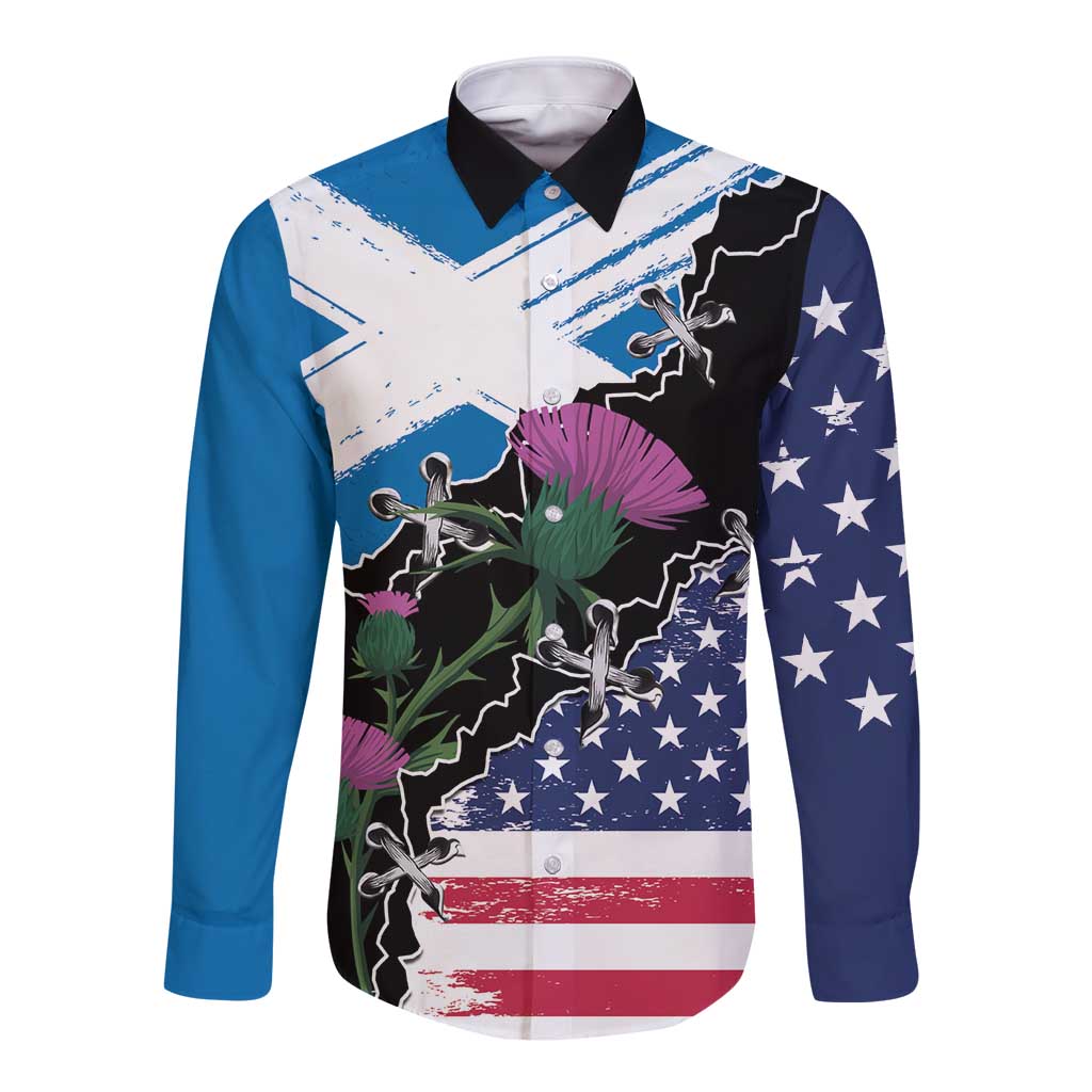Scottish-American Heritage Month Long Sleeve Button Shirt Proud Scottish American Heritage