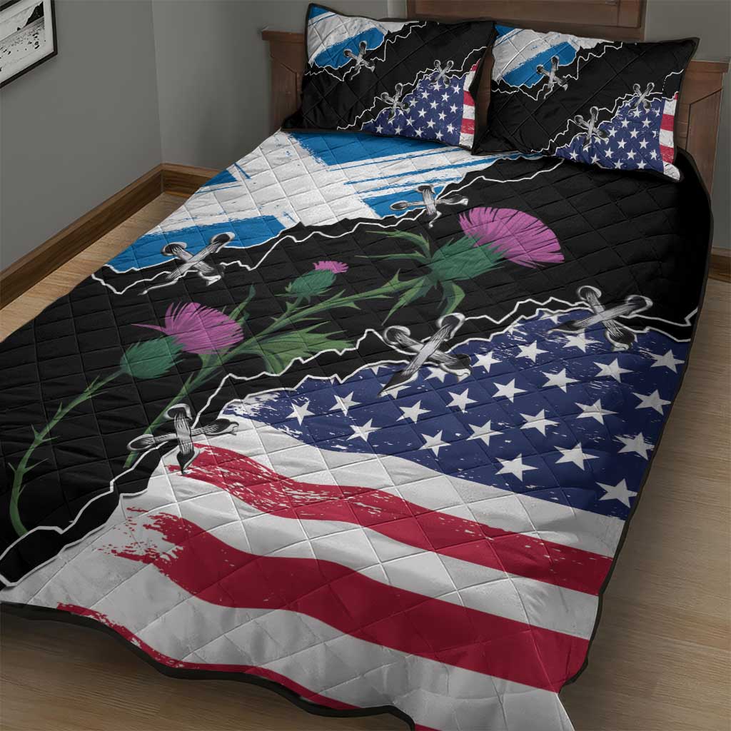 Scottish-American Heritage Month Quilt Bed Set Proud Scottish American Heritage