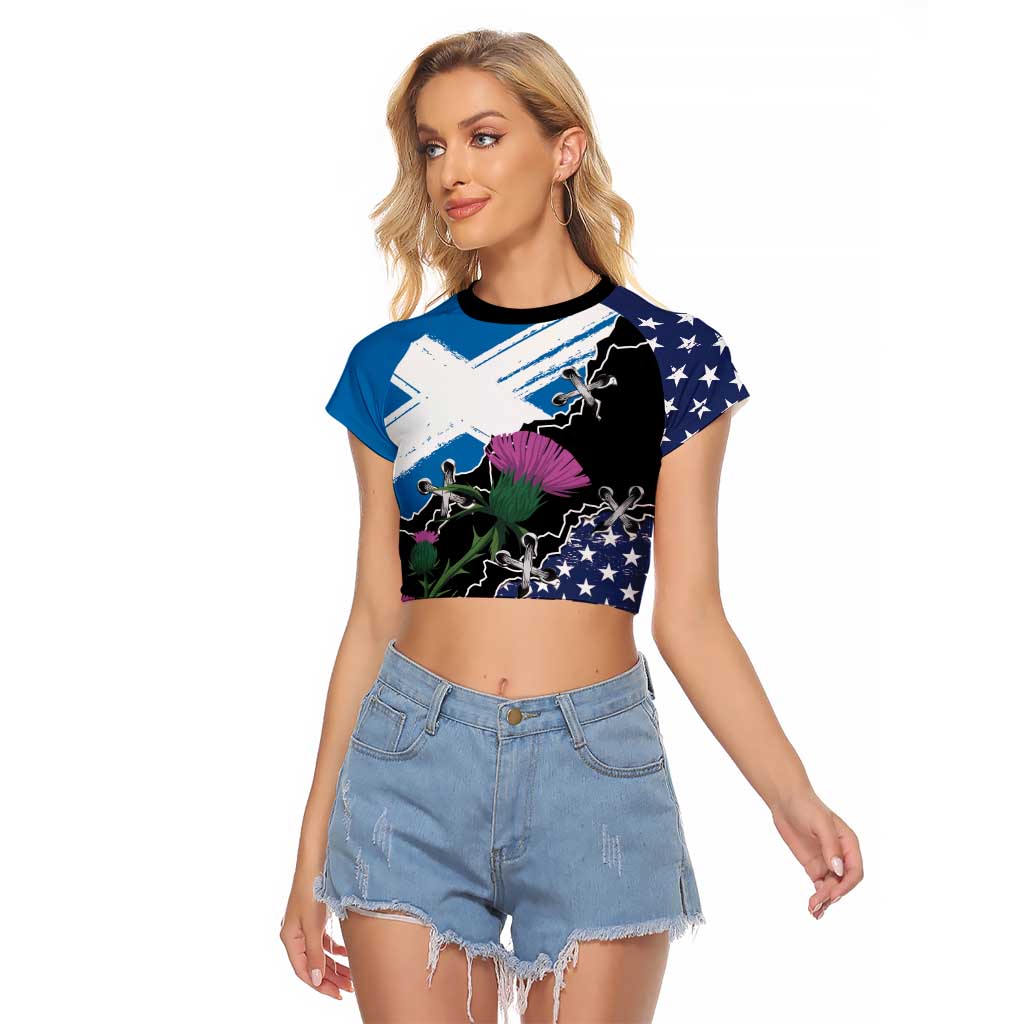 Scottish-American Heritage Month Raglan Cropped T Shirt Proud Scottish American Heritage