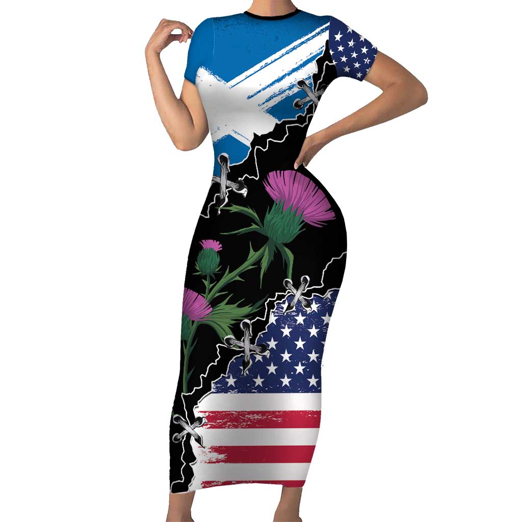 Scottish-American Heritage Month Short Sleeve Bodycon Dress Proud Scottish American Heritage