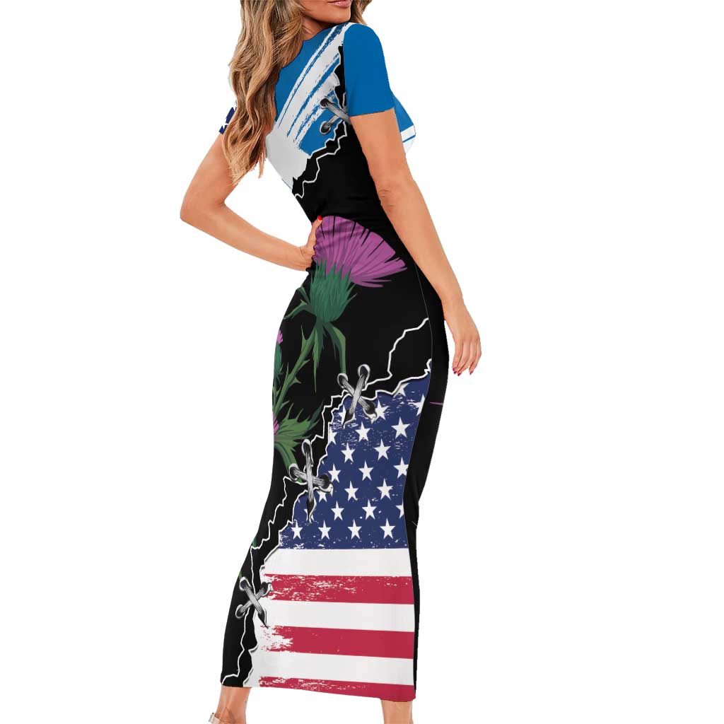 Scottish-American Heritage Month Short Sleeve Bodycon Dress Proud Scottish American Heritage