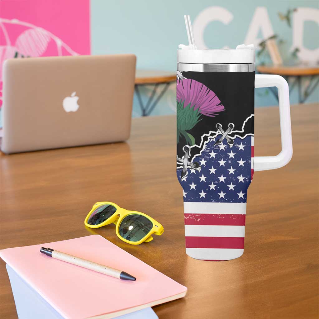 Scottish-American Heritage Month Tumbler With Handle Proud Scottish American Heritage