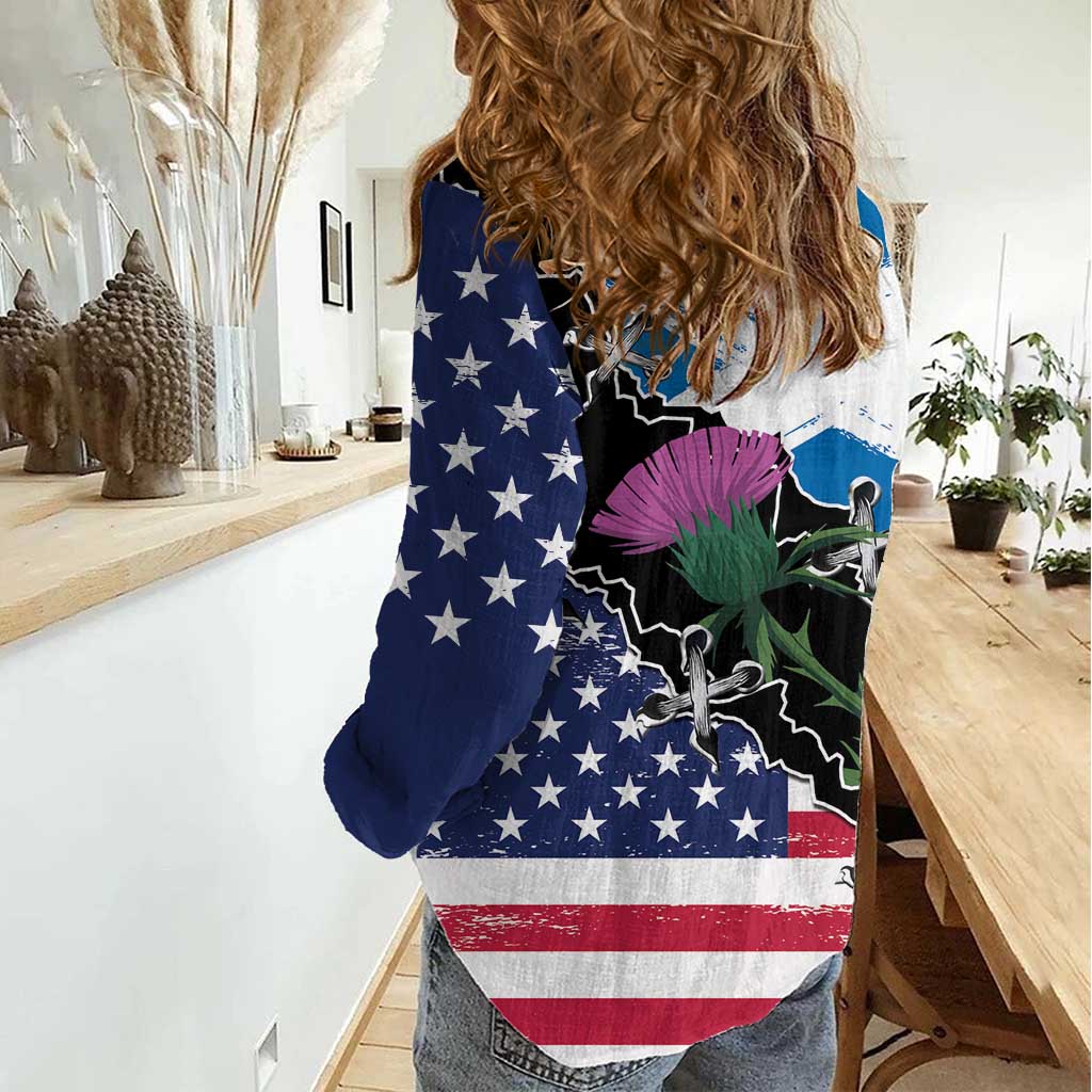 Scottish-American Heritage Month Women Casual Shirt Proud Scottish American Heritage