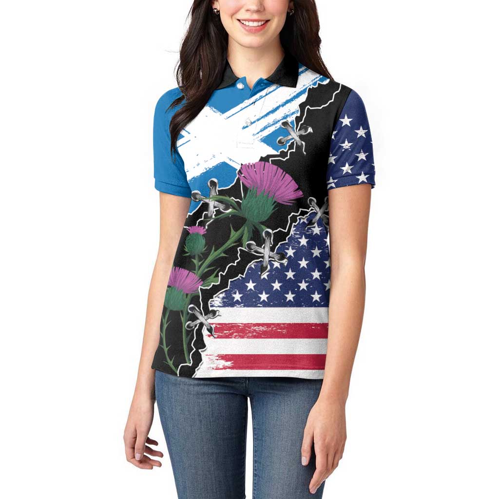 Scottish-American Heritage Month Women Polo Shirt Proud Scottish American Heritage