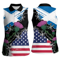 Scottish-American Heritage Month Women Sleeveless Polo Shirt Proud Scottish American Heritage