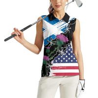 Scottish-American Heritage Month Women Sleeveless Polo Shirt Proud Scottish American Heritage
