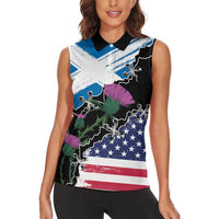 Scottish-American Heritage Month Women Sleeveless Polo Shirt Proud Scottish American Heritage