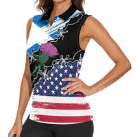 Scottish-American Heritage Month Women Sleeveless Polo Shirt Proud Scottish American Heritage
