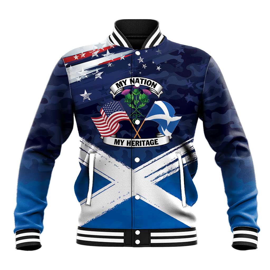USA Scotland Flag Baseball Jacket My Nation My Heritage