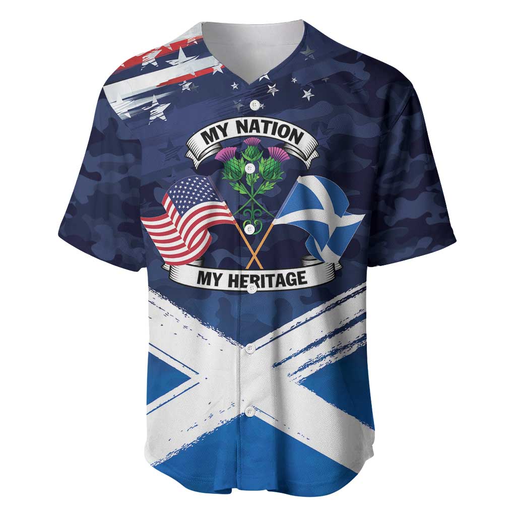 USA Scotland Flag Baseball Jersey My Nation My Heritage