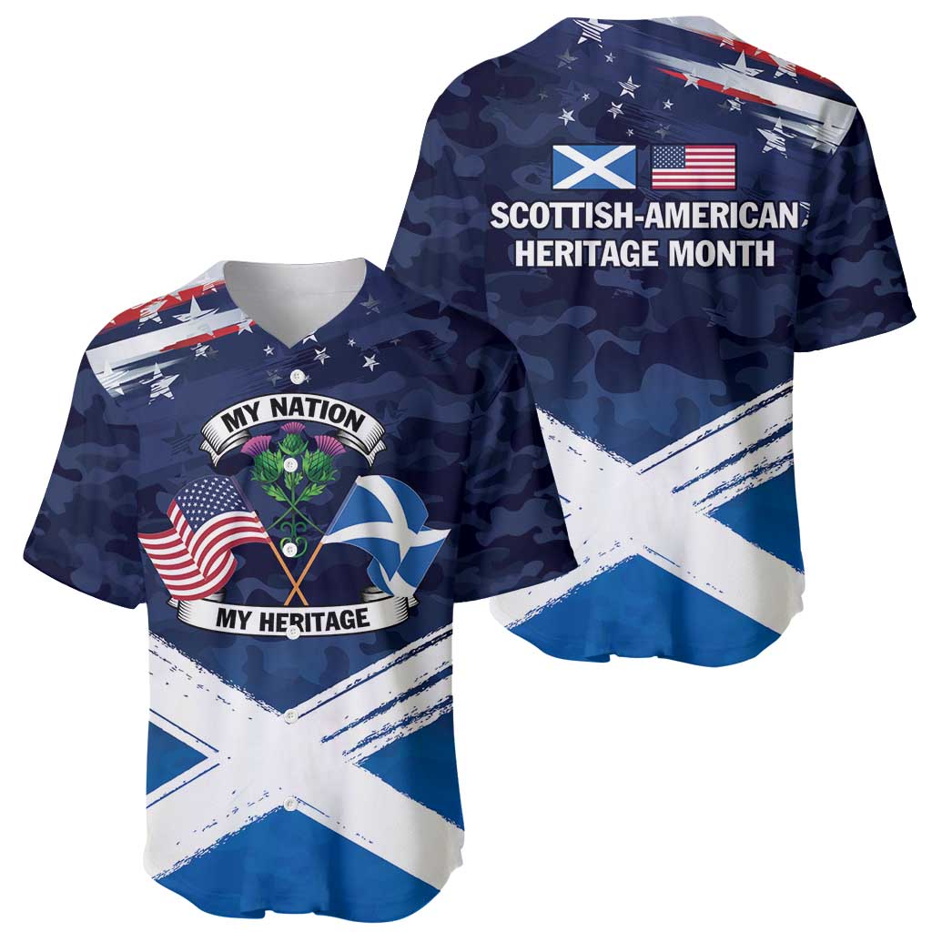 USA Scotland Flag Baseball Jersey My Nation My Heritage